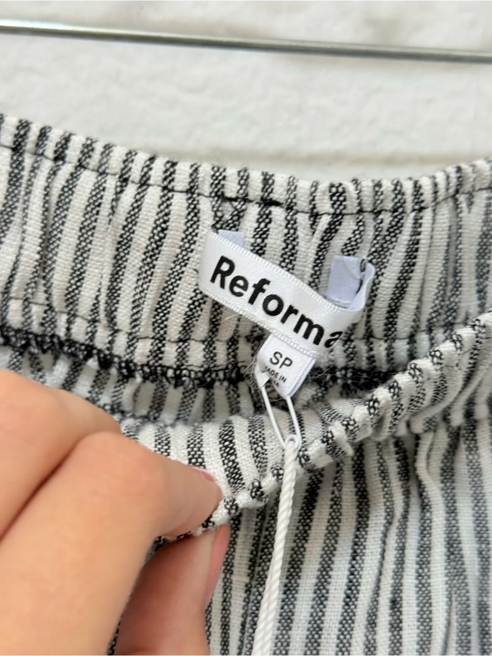 Reformation Ava Linen Pant Vineyard Stripe Petite Small